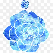 蓝色唯美手绘花朵轮廓