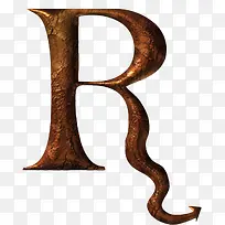 复古金属质感字母R