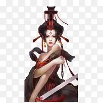 彩绘立绘拔刀妖异女子