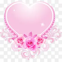 粉色花朵爱心镜子