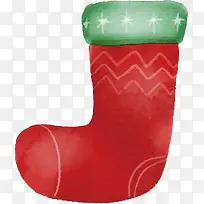 红色水彩圣诞袜