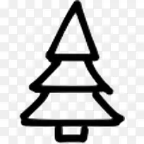 手绘黑色卡通圣诞树标志