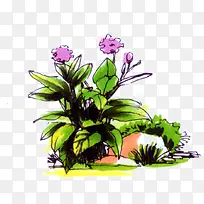 绘画紫色花卉花园海报