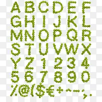 绿色圆点英文字母与数字