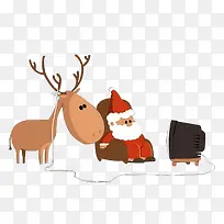 温馨圣诞老人和麋鹿