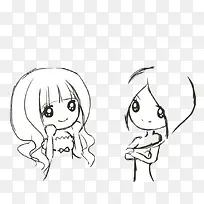 简笔画 黑色  女孩