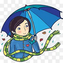 蓝色雨伞矢量