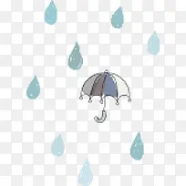 可爱元素卡通布偶 雨伞 下雨