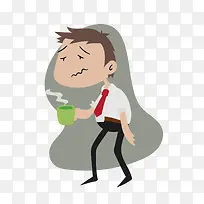 矢量手绘上班难受男生