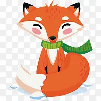 微笑的可爱冬天狐狸