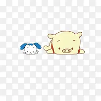 睡觉的猪和狗