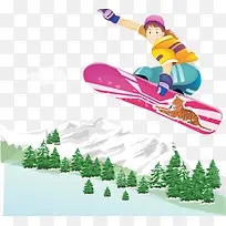 矢量滑雪的女孩