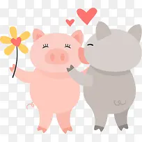 情人节相爱爱心小猪