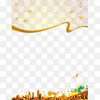 金色城市金币装饰边框背景