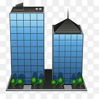 蓝色大楼建筑物城市模型