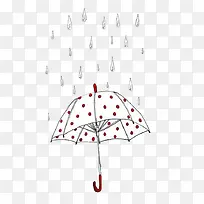 雨下的红色波点雨伞