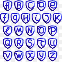 蓝色盾牌字母矢量素材