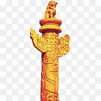 高清雕刻狮子座柱子