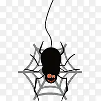 矢量手绘一只蜘蛛在蜘蛛网上