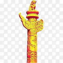 高清活动金黄色雕刻狮子柱子