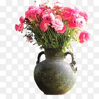手绘粉色花卉盆栽景观