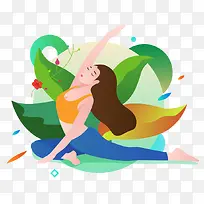 彩色创意瑜伽锻炼卡通插画