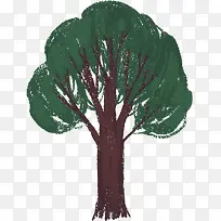 绿色手绘的大树