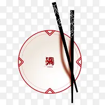矢量质感餐饮餐具筷子