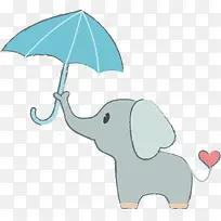 可爱手绘撑伞的小象