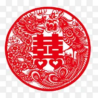 龙凤喜字剪纸PNG图片素材下载_图片编号8688921-PNG素材网