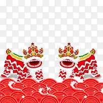 春节海报装饰舞狮
