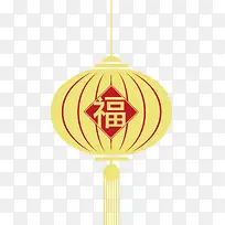 黄色中国风福字灯笼