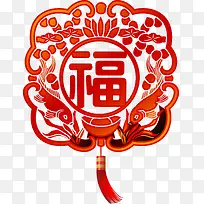 红色中国风福字花纹