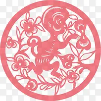 中国古典红色剪纸