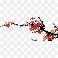中国画红色梅花团队