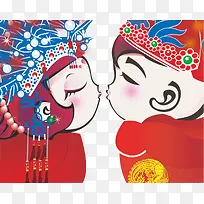 中国古典结婚风格卡通人物