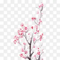粉色中国风花枝装饰图案