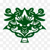 绿色牛头剪纸