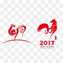 红色剪纸2017鸡图案