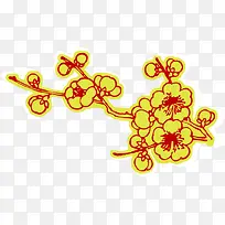 黄色手绘传统梅花