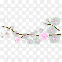 手绘春季粉绿色梅花装饰