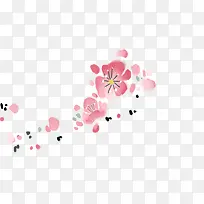 手绘漂浮粉色梅花花朵