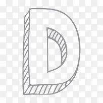 创意卡通装饰英文字母手绘字母D