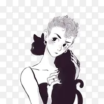 黑白灰猫和女人