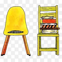 椅子和书本插画