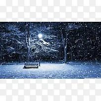 蓝色雪花树林椅子
