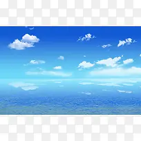 夏日摄影卡通海边白云大海