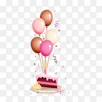彩色气球与生日蛋糕卡通