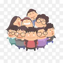手绘扁平胖子一家人