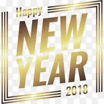 金色线条2018新年快乐